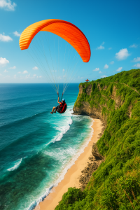 Paragliding Uluwatu Bali with stunning cliffs and ocean views